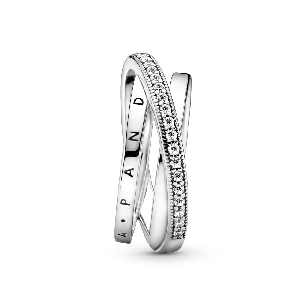 Kombinētais pavé gredzens ar trīs stīpiņām