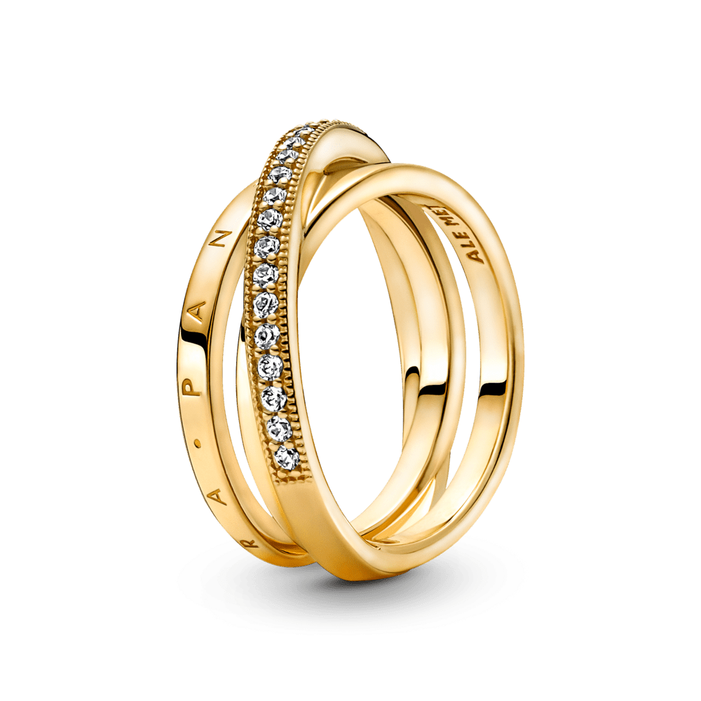 Kombinētais pavé gredzens ar trīs stīpiņām