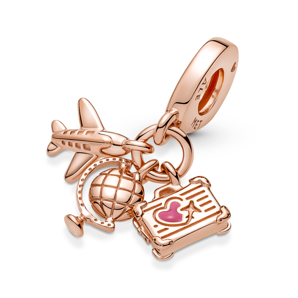 Piekarināmais trīskāršais lidmašīnas, globusa un čemodāna amulets