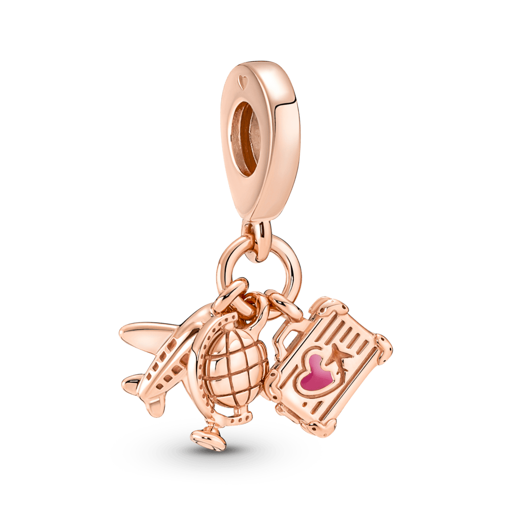 Piekarināmais trīskāršais lidmašīnas, globusa un čemodāna amulets