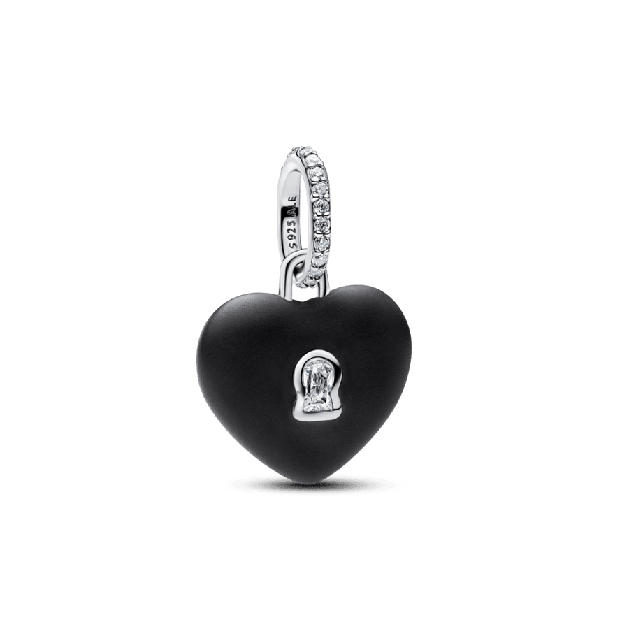 Matēta melna keramikas sirds formas piekaramās atslēgas amulets