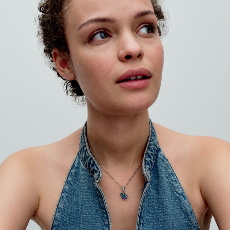 Zilā Murano stikla ziloņa amulets