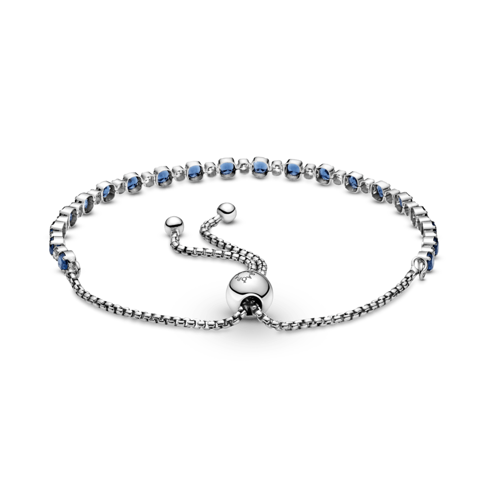 Zilo un dzidri mirdzošo akmeņu rokassprādze ar savelkamu aizdari