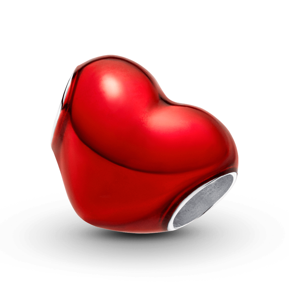 Metāliski sarkanais sirds formas amulets