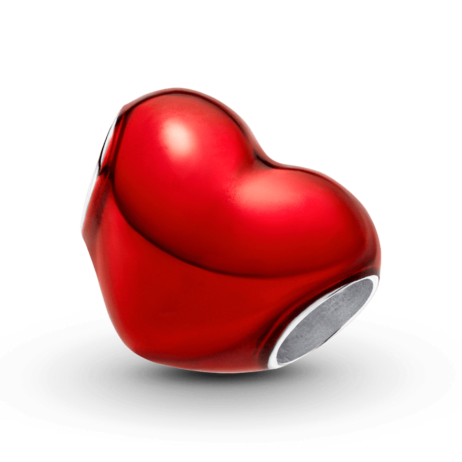 Metāliski sarkanais sirds formas amulets