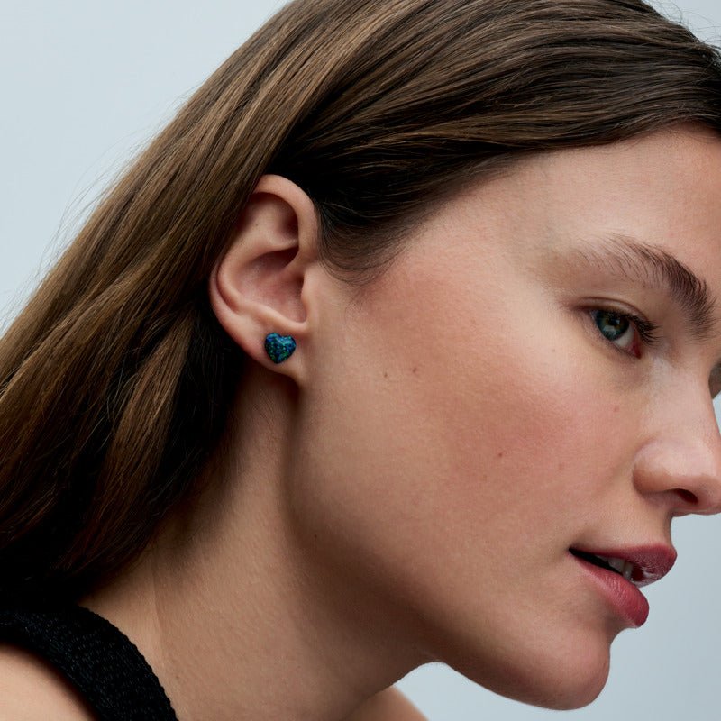 Opalescējošie zaļie sirds oreola auskari