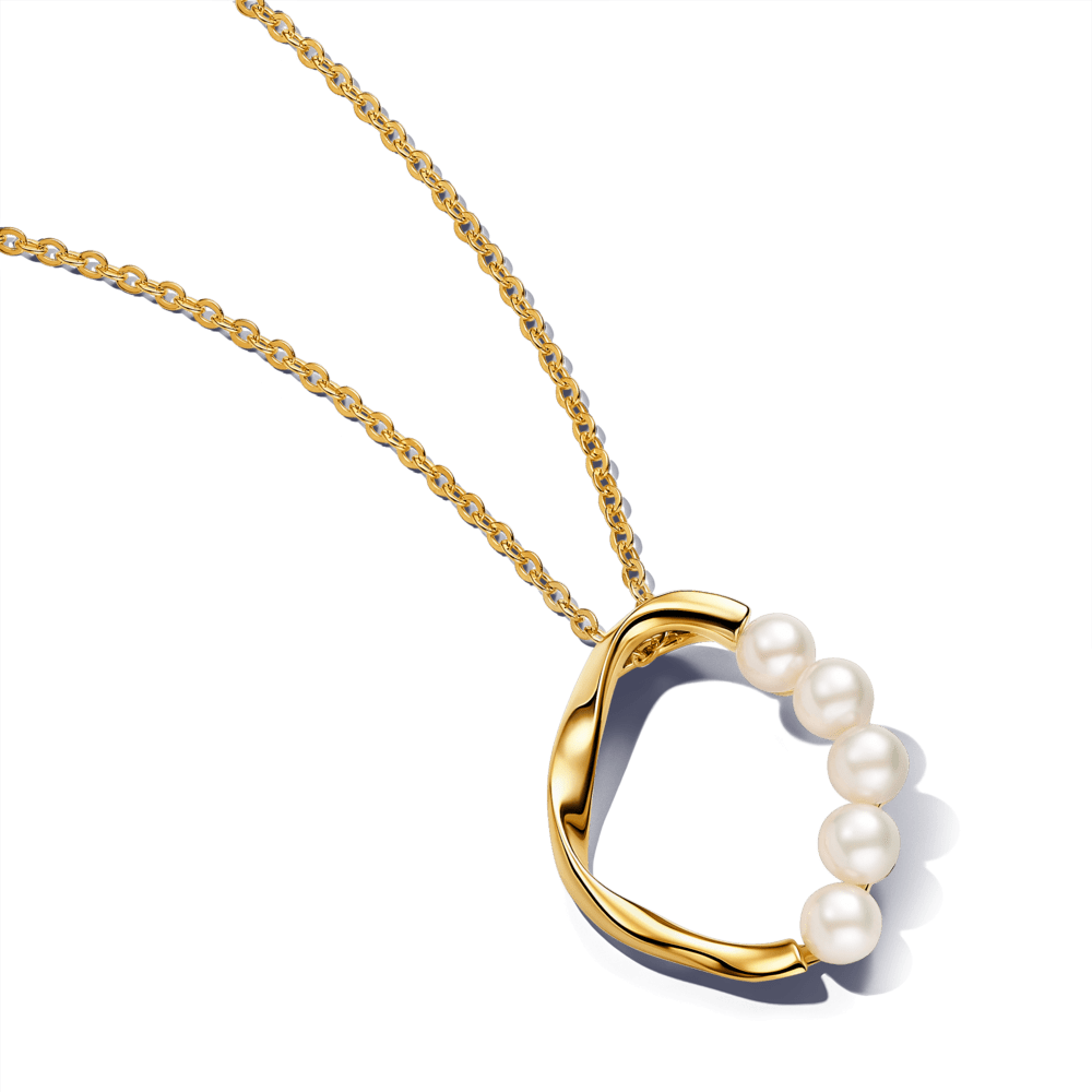 Dāvanu komplekts: Saldūdens kultivētu pērļu organiskas formas apļveida kulona kaklarota & Saldūdens kultivētu pērļu organiskas formas apļveida oreola auskari