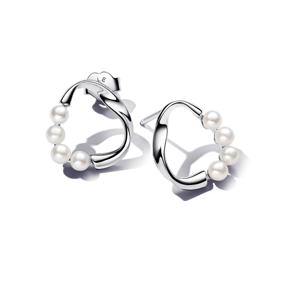 Saldūdens kultivētu pērļu organiskas formas apļveida auskari