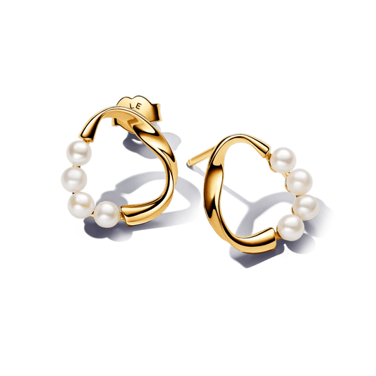 Saldūdens kultivētu pērļu organiskas formas apļveida oreola auskari