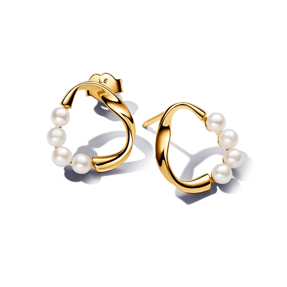 Dāvanu komplekts: Saldūdens kultivētu pērļu organiskas formas apļveida kulona kaklarota & Saldūdens kultivētu pērļu organiskas formas apļveida oreola auskari