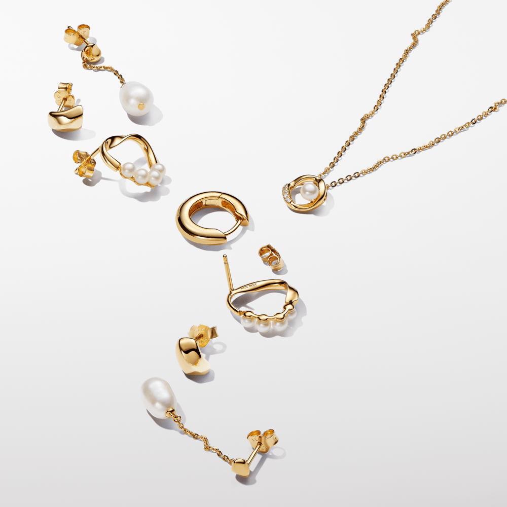 Saldūdens kultivētu pērļu organiskas formas apļveida oreola auskari