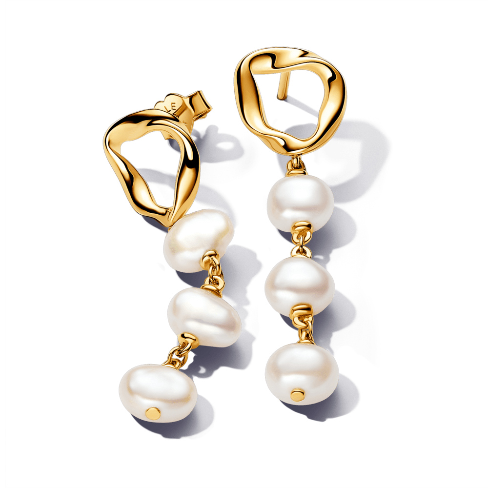 Organiskas formas apaļi un baroka stila saldūdens kultivētu pērļu auskari