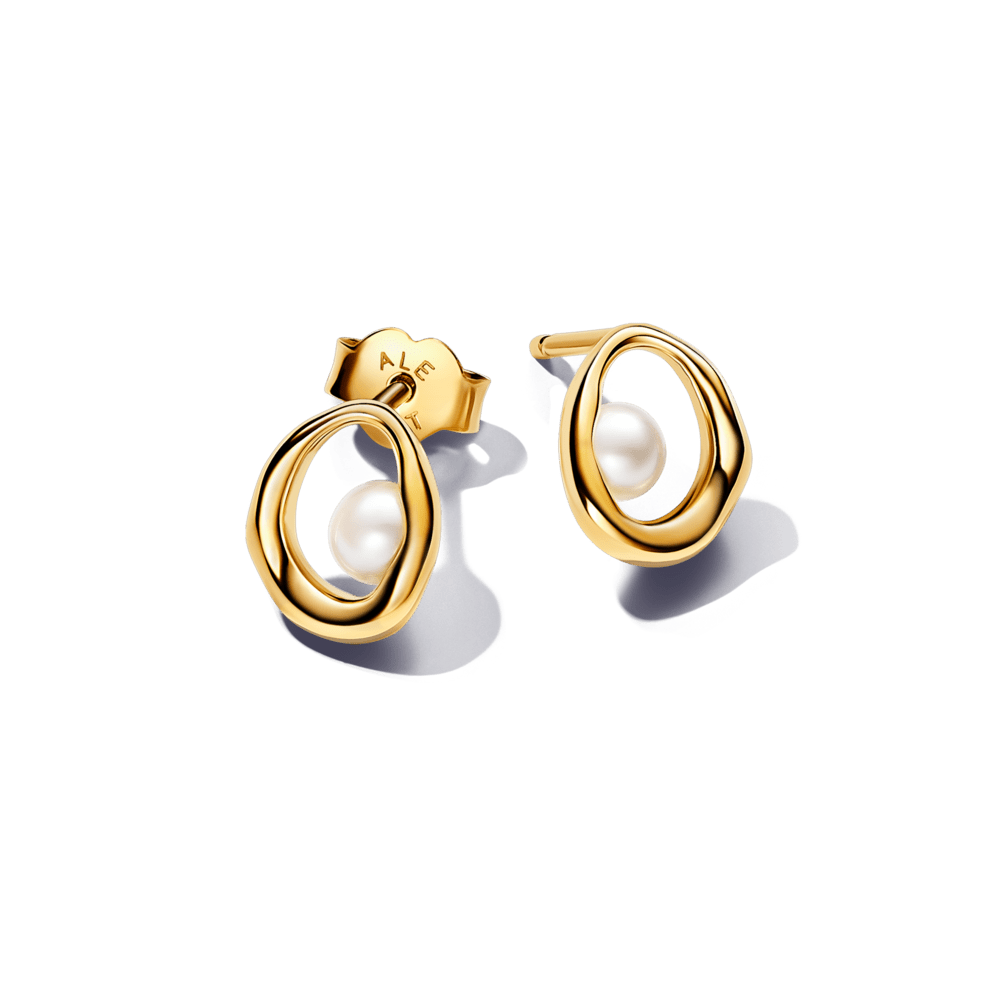 Saldūdens kultivētu pērļu organiskas formas ovālie oreola auskari