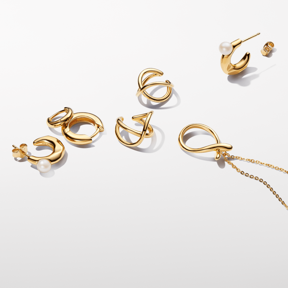 Saldūdens kultivētu pērļu organiskas formas stīpiņu auskari