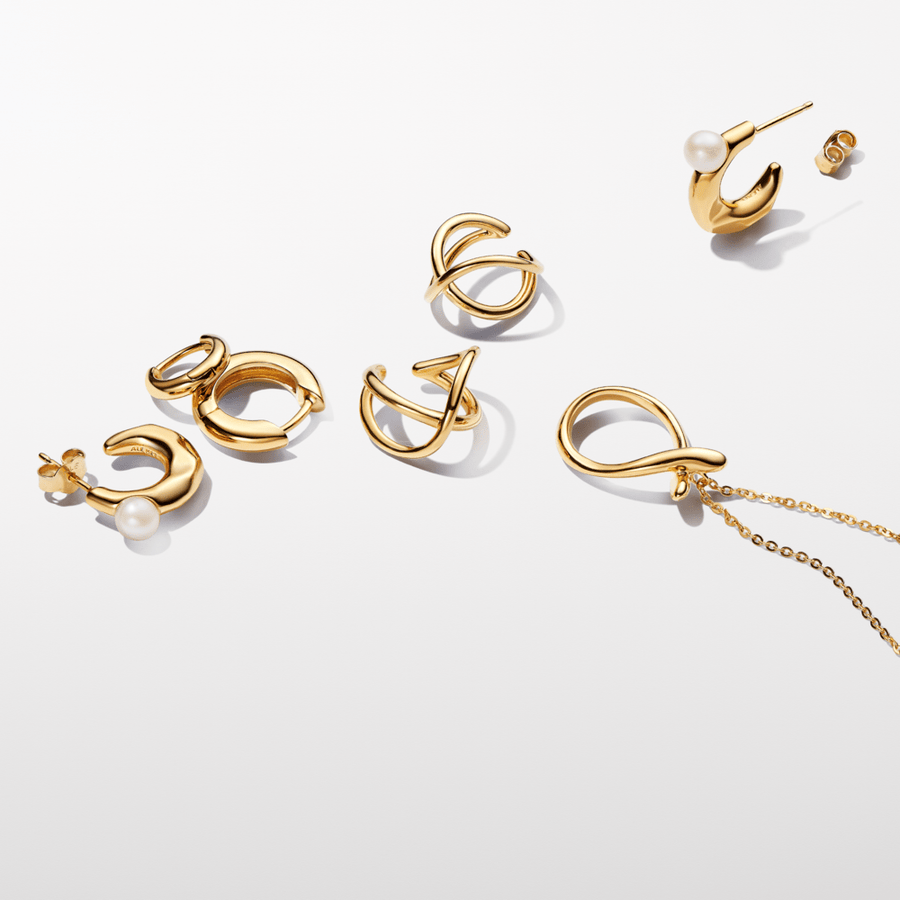 Saldūdens kultivētu pērļu organiskas formas stīpiņu auskari