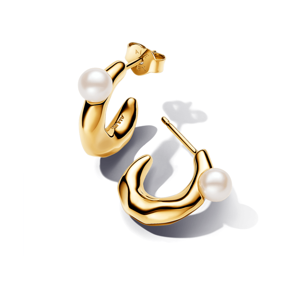 Saldūdens kultivētu pērļu organiskas formas stīpiņu auskari