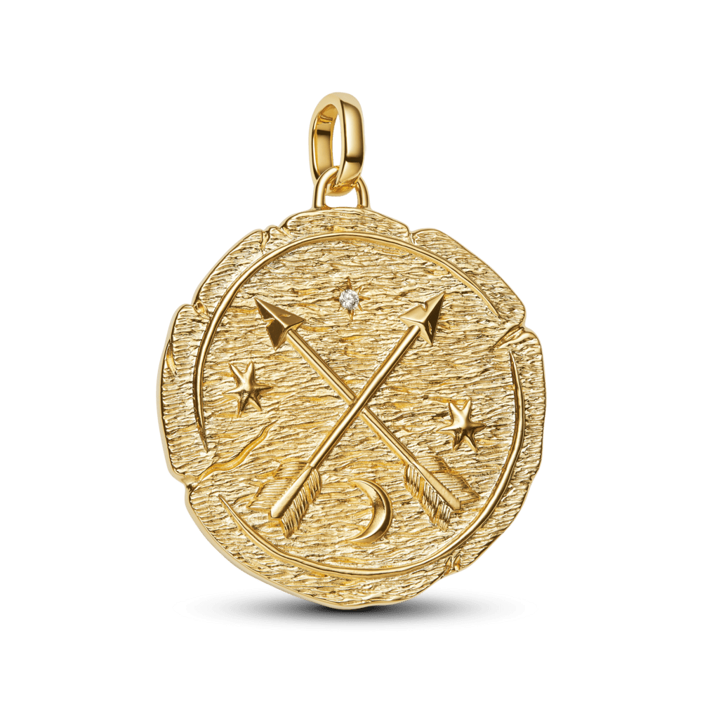 Šķērsojošo bultiņu lielizmēra medaljona amulets