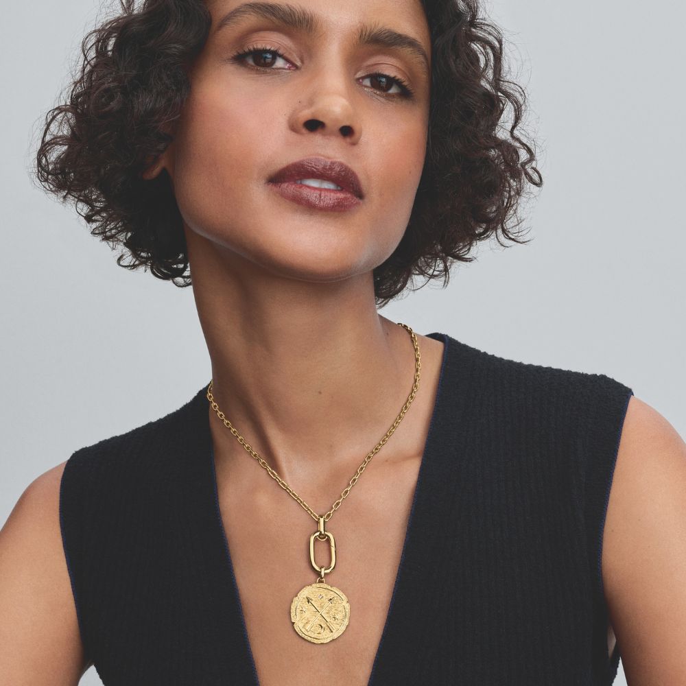 Šķērsojošo bultiņu lielizmēra medaljona amulets