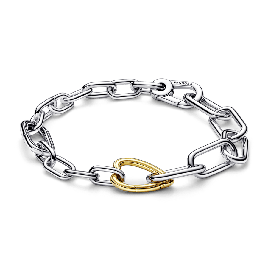 Pandora ME divtoņu ķēdītes rokassprādze ar sirsniņformas posmiem