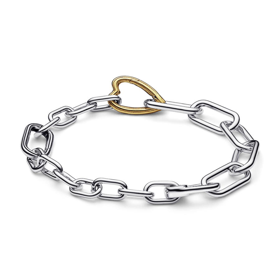 Pandora ME divtoņu ķēdītes rokassprādze ar sirsniņformas posmiem