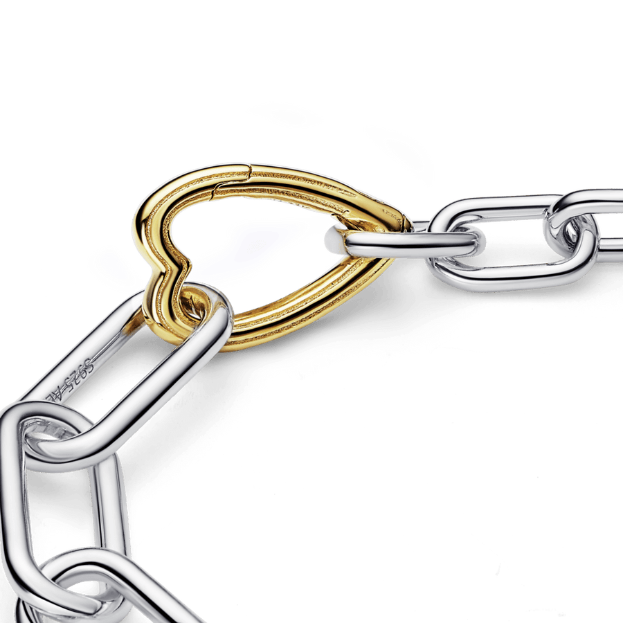 Pandora ME divtoņu ķēdītes rokassprādze ar sirsniņformas posmiem