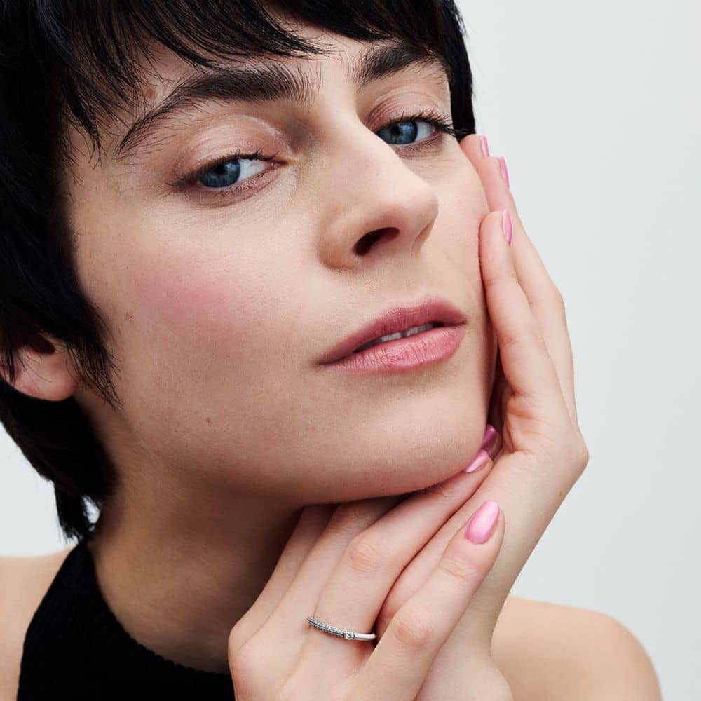 Pandora ME Pavé un baltais dubultais gredzens