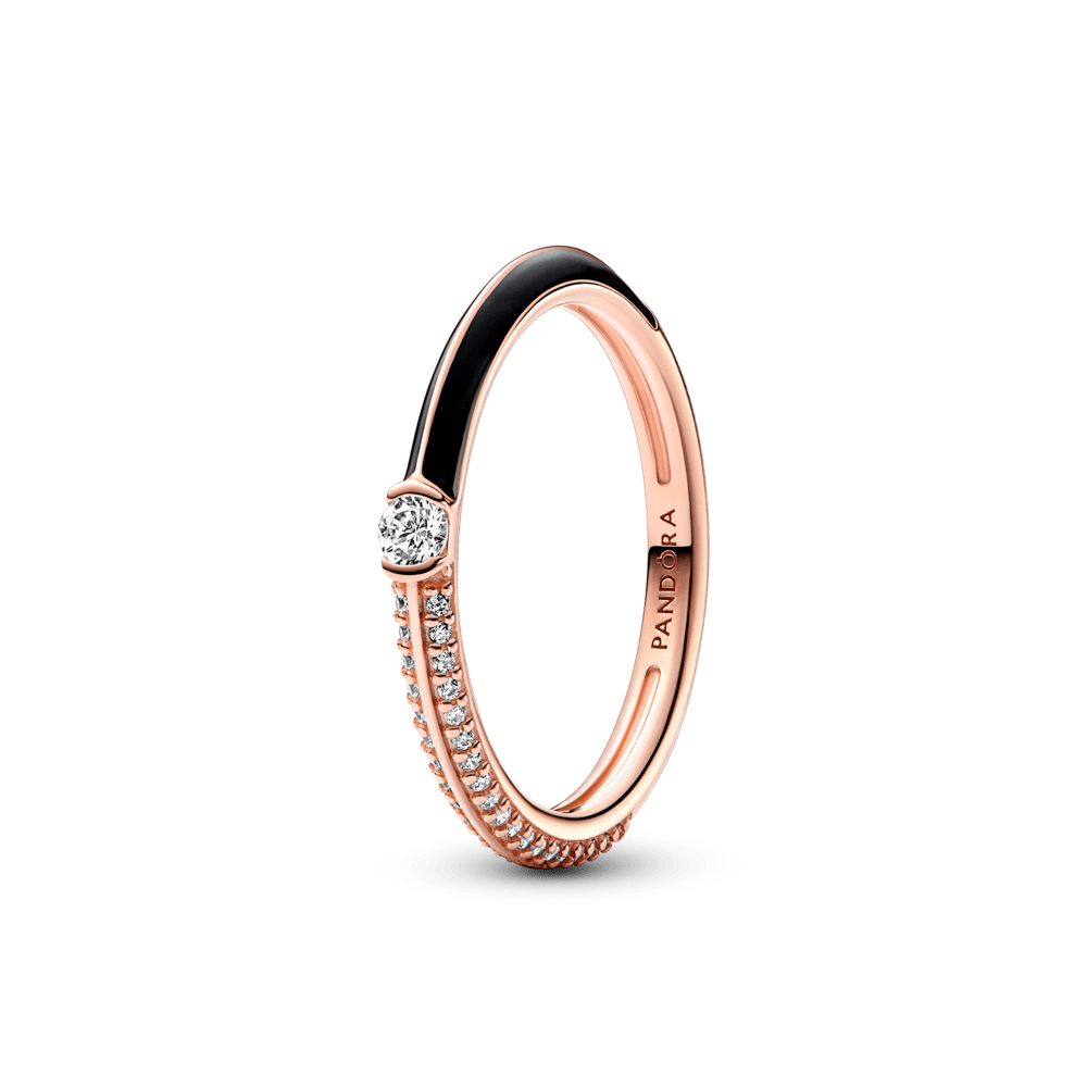 Pandora ME Pavé un melnais dubultais gredzens