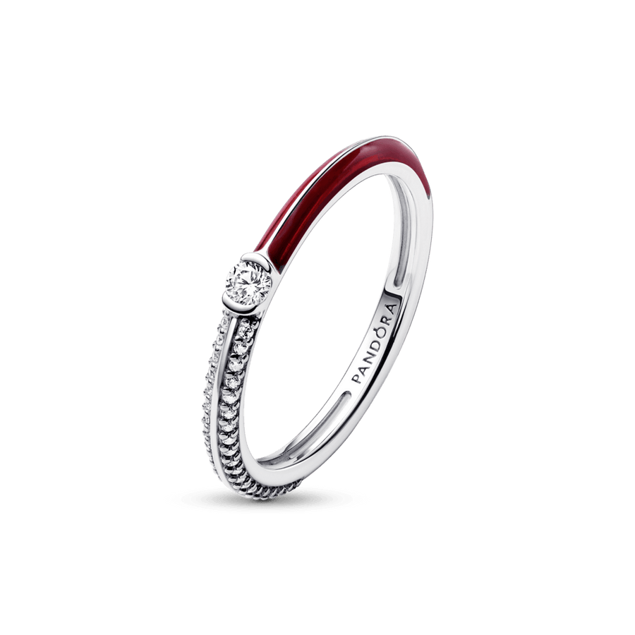 Pandora ME pavé un sarkanais dubultgredzens