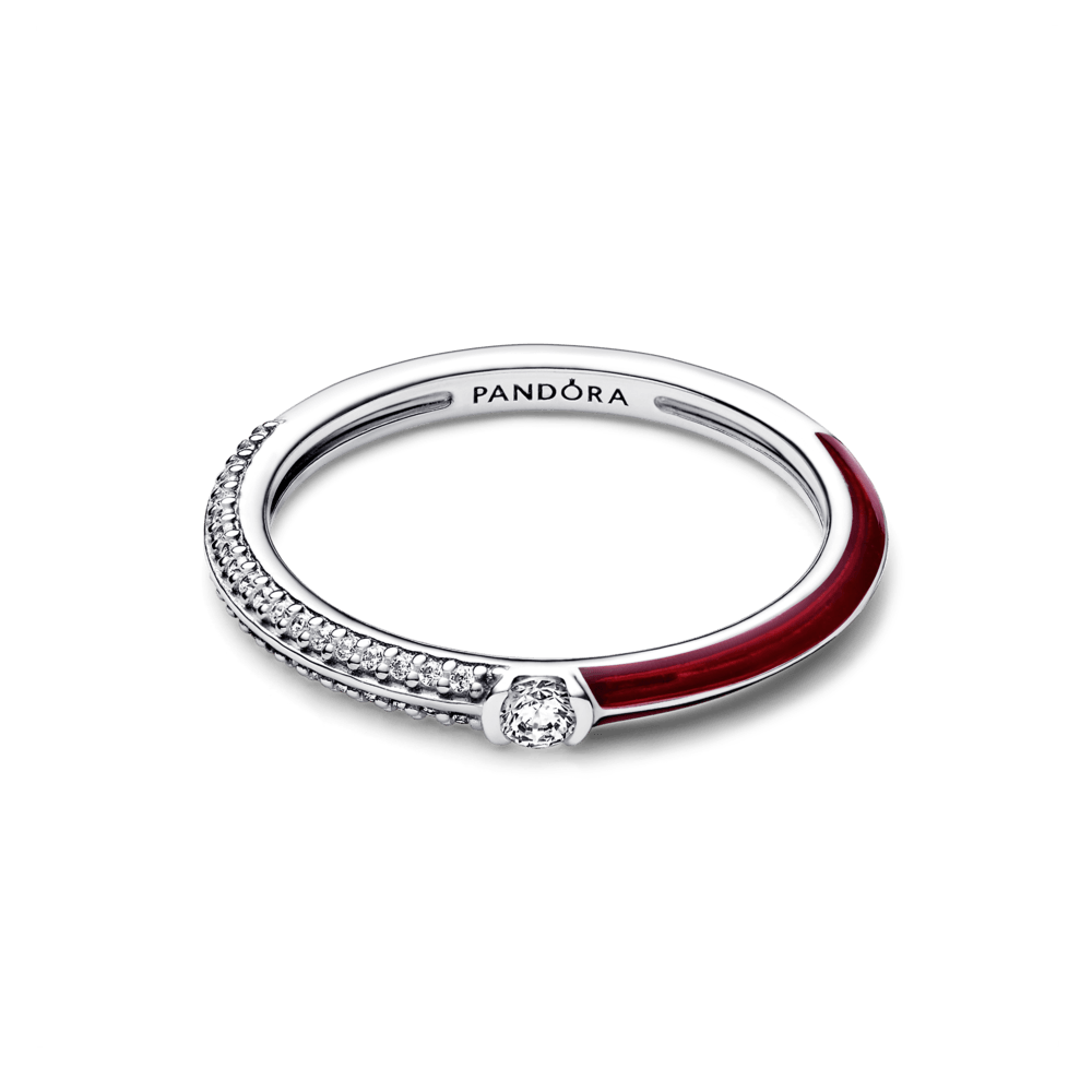Pandora ME pavé un sarkanais dubultgredzens