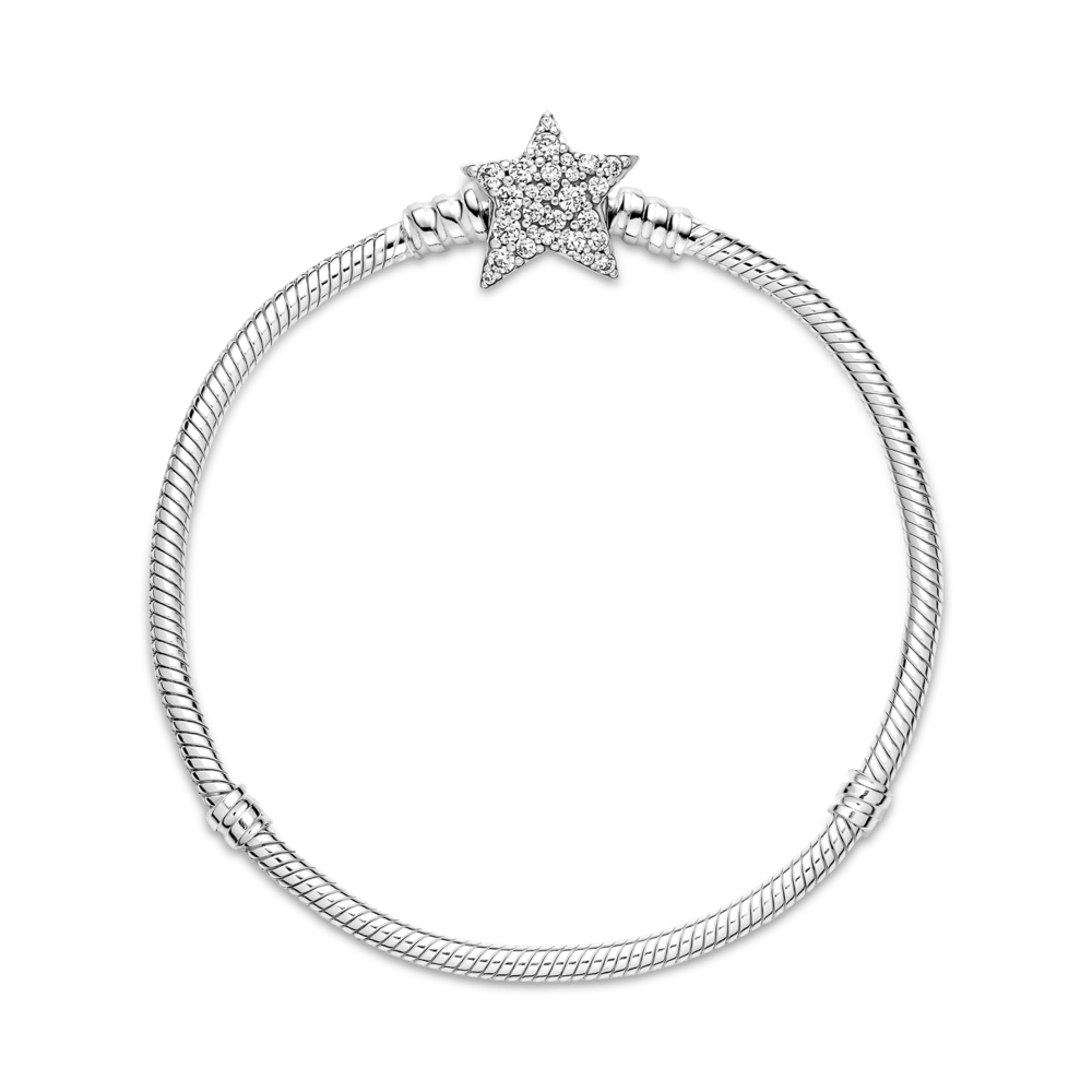 Pandora Moments ķēdītes rokassprādze ar čūskas rakstu un asimetrisku zvaigznīti