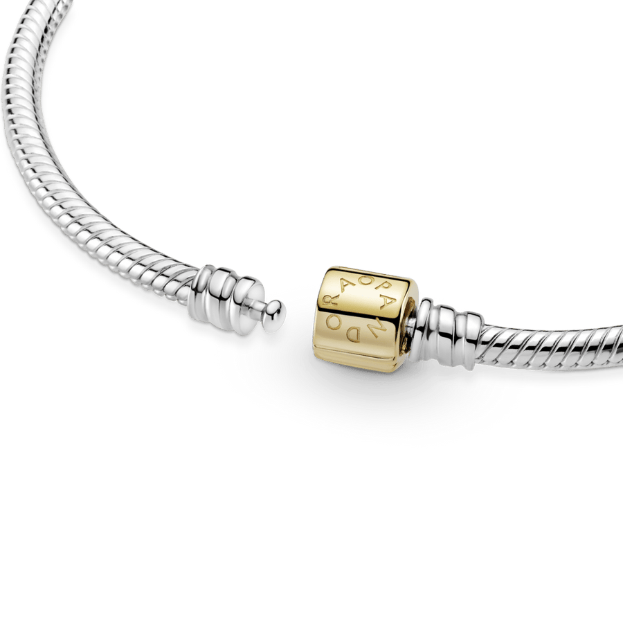 Pandora Moments čūskas raksta ķēdītes divtoņu rokassprādze ar muciņas aizdari