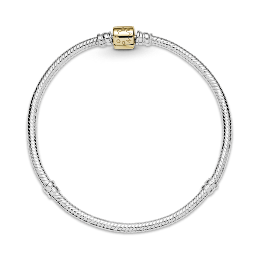 Pandora Moments čūskas raksta ķēdītes divtoņu rokassprādze ar muciņas aizdari