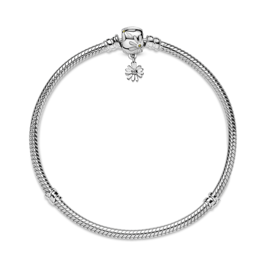 Pandora Moments čūskas raksta ķēdītes rokassprādze ar margrietiņas aizdari