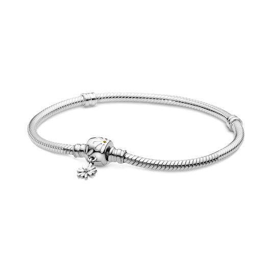 Pandora Moments čūskas raksta ķēdītes rokassprādze ar margrietiņas aizdari