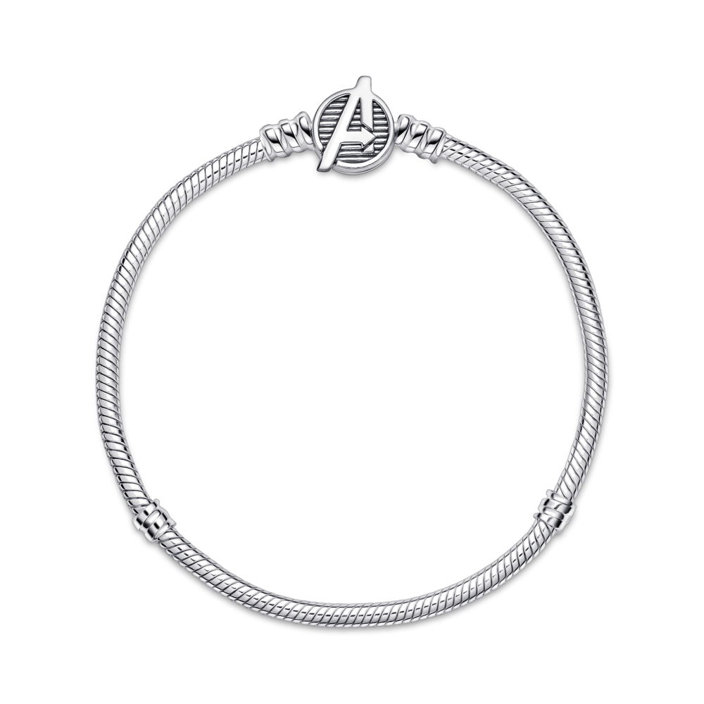Pandora Moments Marvel The Avengers čūskas raksta ķēdītes rokassprādze ar logotipa aizdari