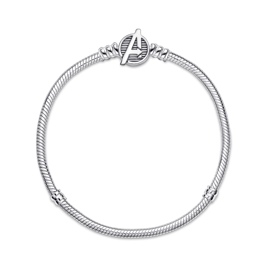 Pandora Moments Marvel The Avengers čūskas raksta ķēdītes rokassprādze ar logotipa aizdari