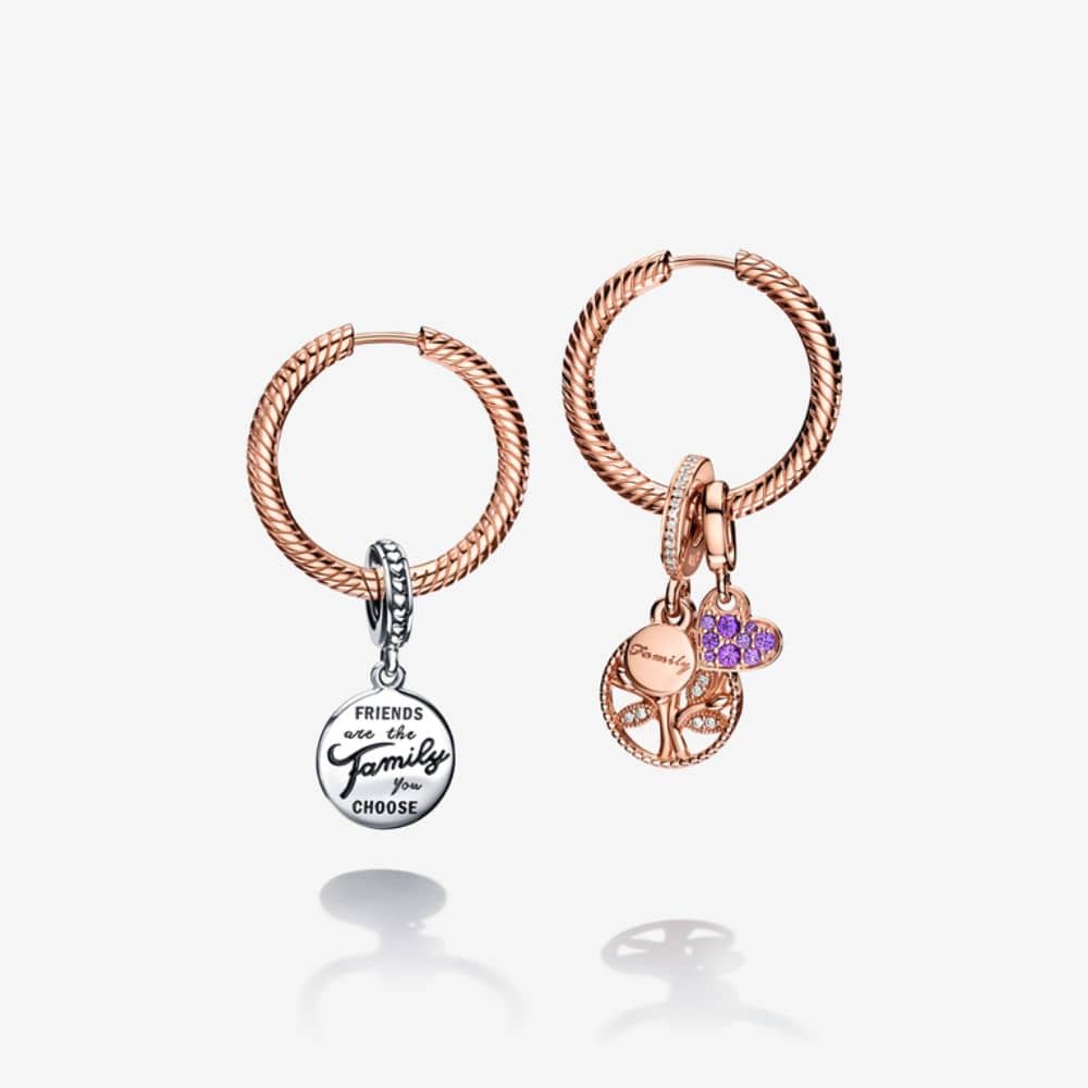 Pandora Moments riņķa auskari ar amuletu