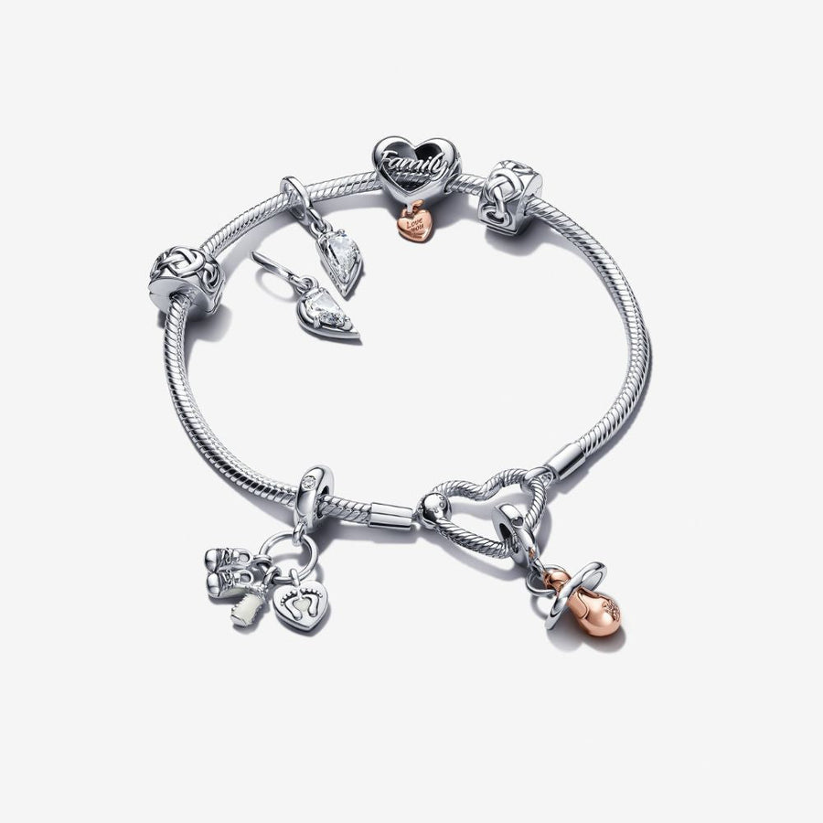 Pandora Moments čūskas raksta ķēdītes rokassprādze ar sirdsveida aizdari