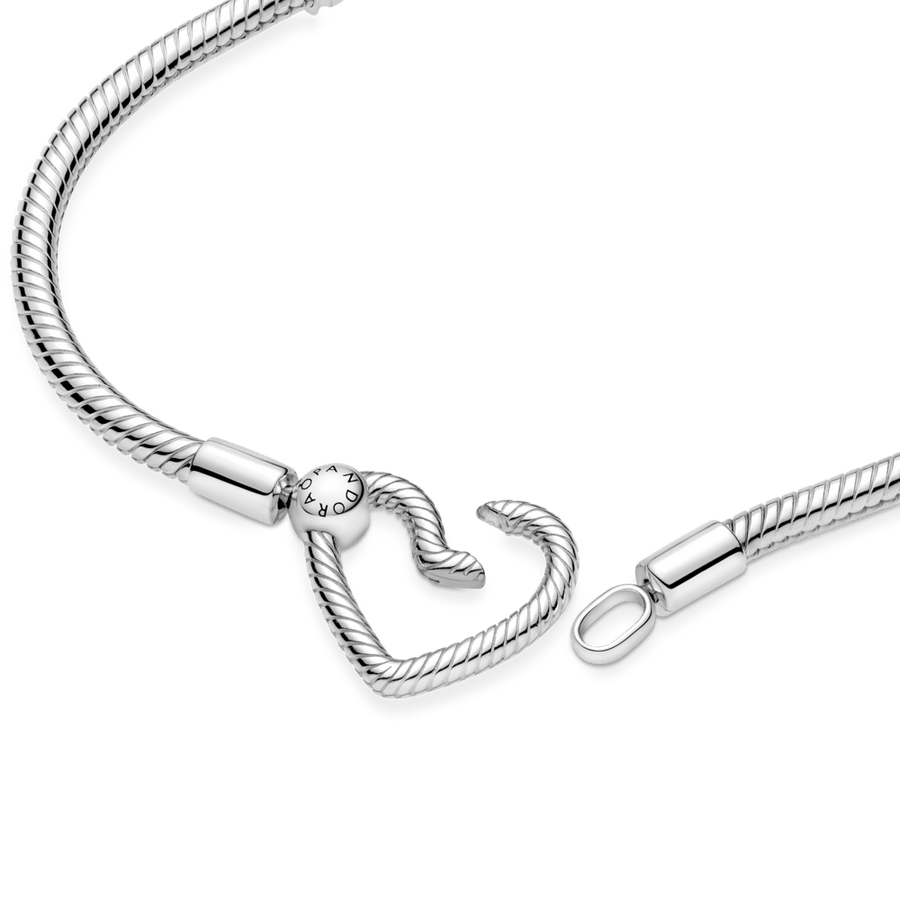 Pandora Moments čūskas raksta ķēdītes rokassprādze ar sirdsveida aizdari