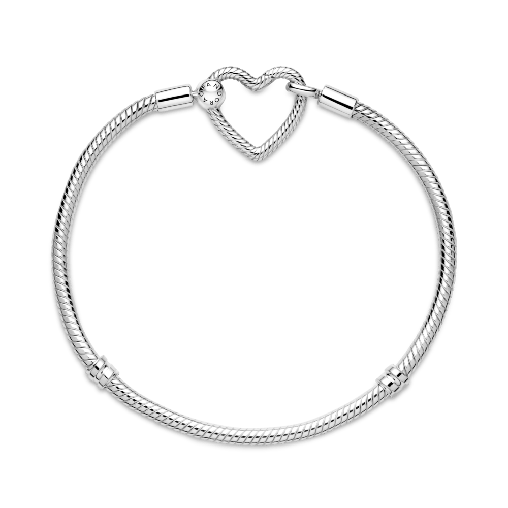 Pandora Moments čūskas raksta ķēdītes rokassprādze ar sirdsveida aizdari