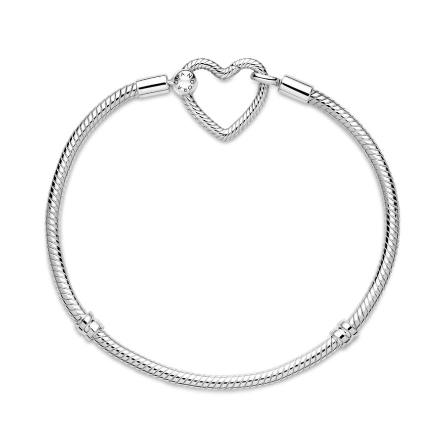 Pandora Moments čūskas raksta ķēdītes rokassprādze ar sirdsveida aizdari