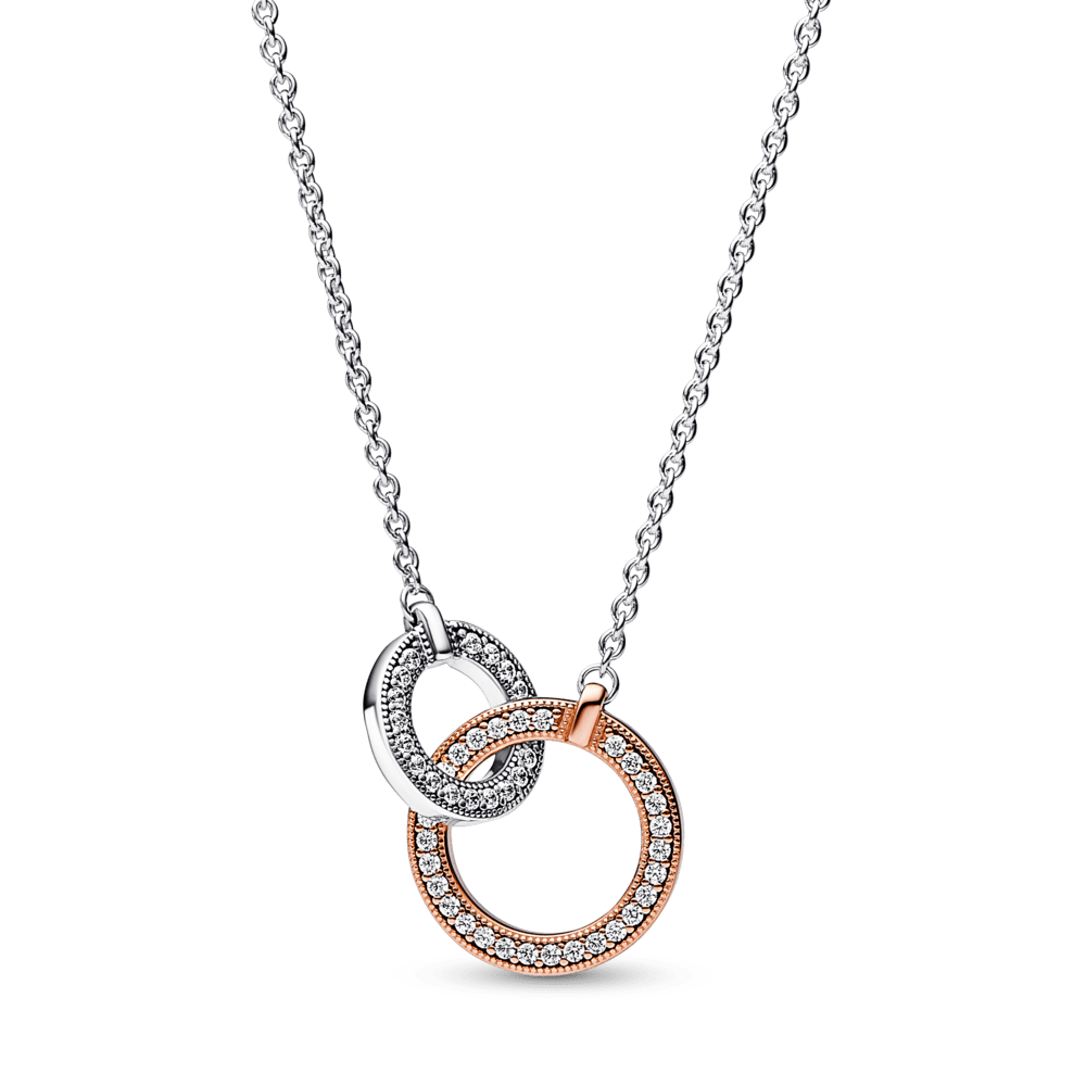 Pandora Signature divu toņu savienotu apļu kaklarota