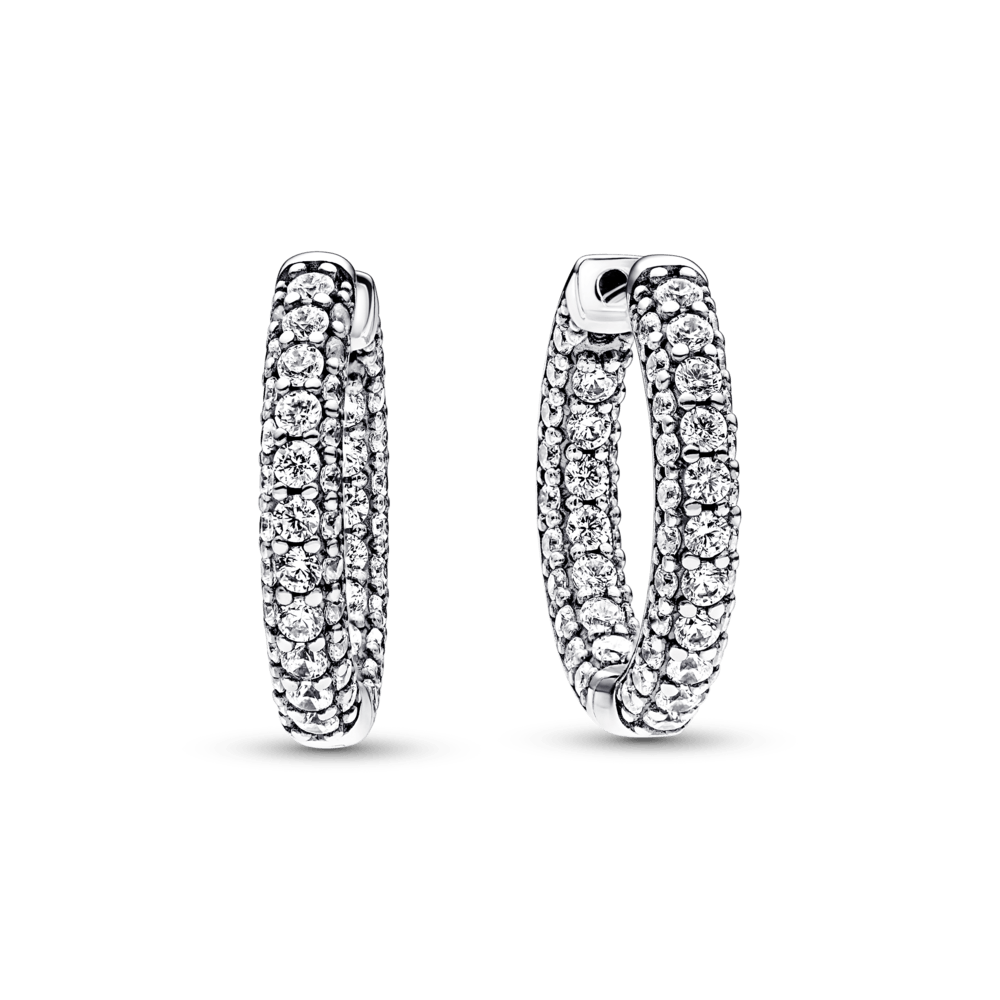 Pandora Timeless riņķa auskari ar vienu Pavé rindu