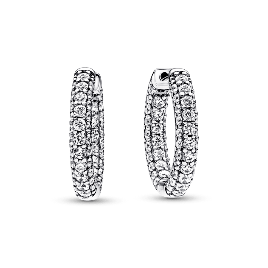 Pandora Timeless riņķa auskari ar vienu Pavé rindu