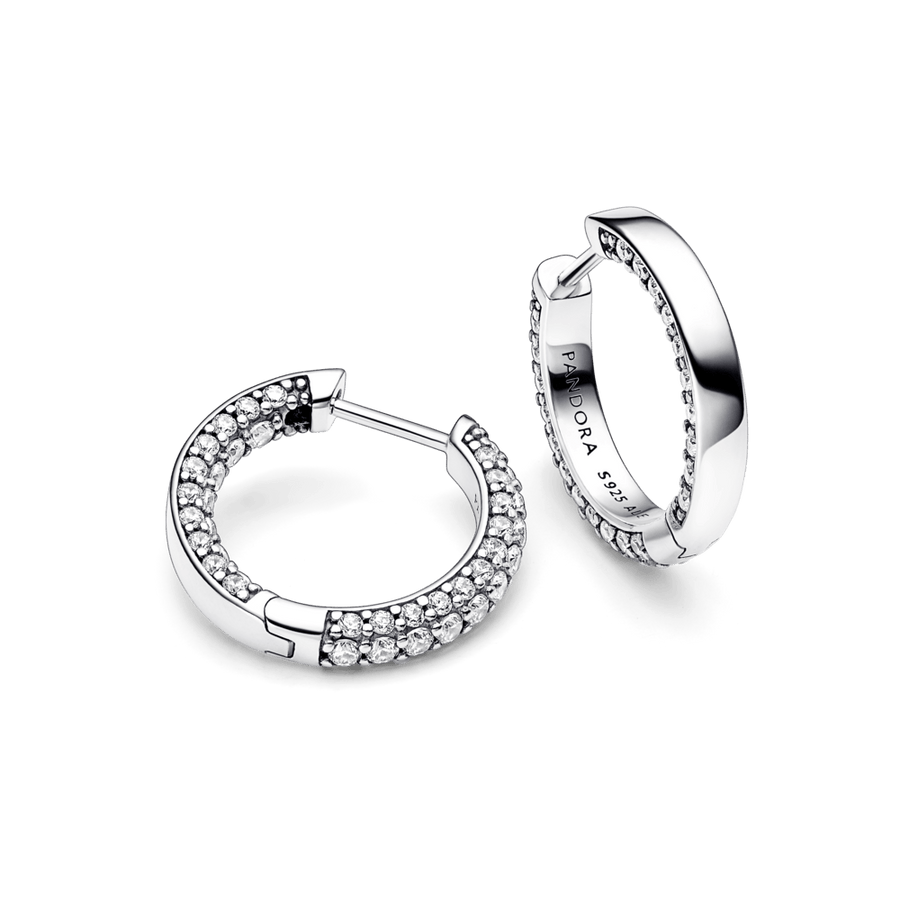 Pandora Timeless riņķa auskari ar vienu Pavé rindu