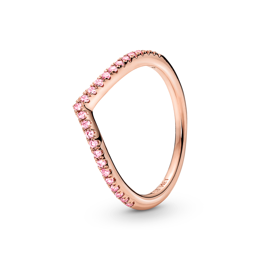 Mirdzošais Pandora mūžības vēlmju gredzens rozā krāsā