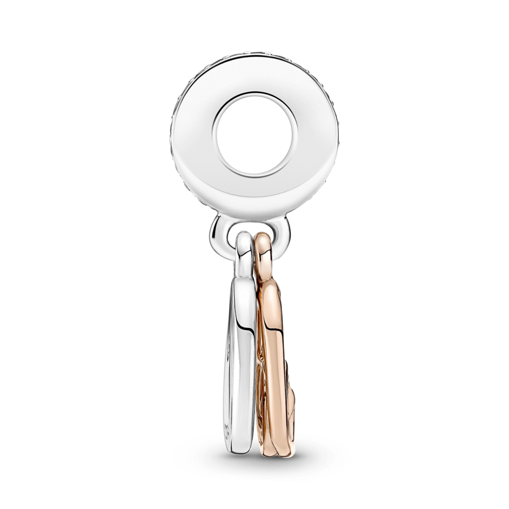 Dubultais piekarināmais amulets ar bezgalības un saistītu sirsniņu motīvu