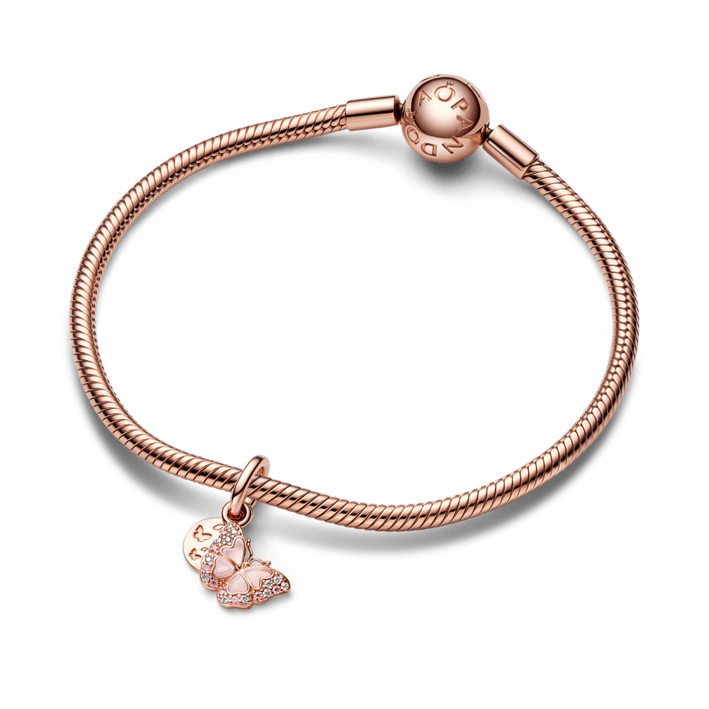 Rozā piekarināmais auriņa un citāta amulets