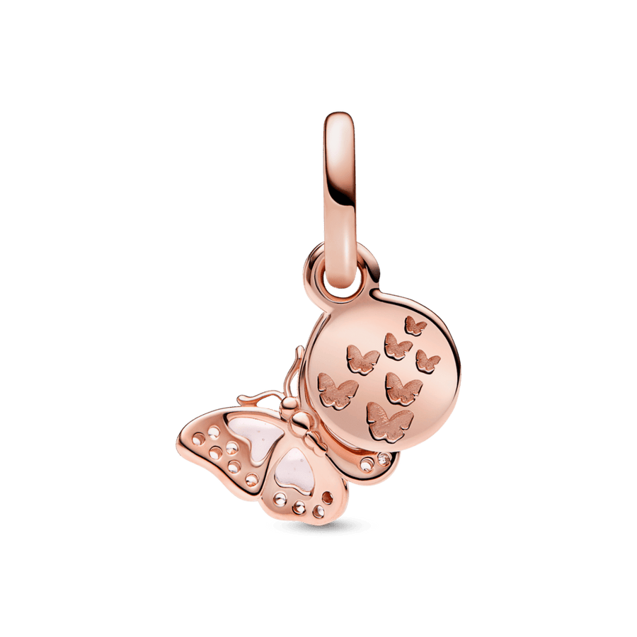 Rozā piekarināmais auriņa un citāta amulets