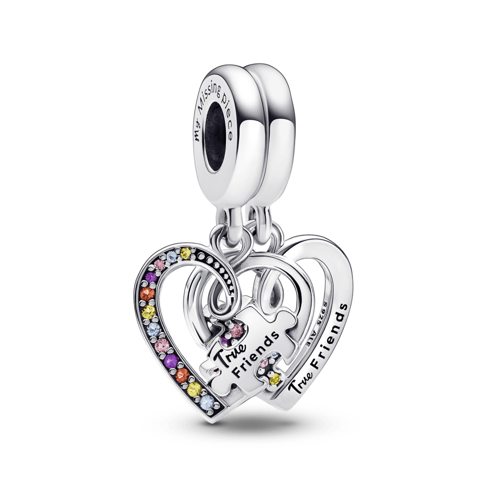 Piekarināmais puzles amulets ar sadalāmām draudzības sirdīm